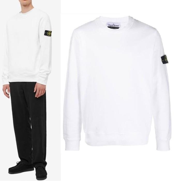 STONE ISLAND Wappen Logo Brushed Cotton Sweatshirt White Men