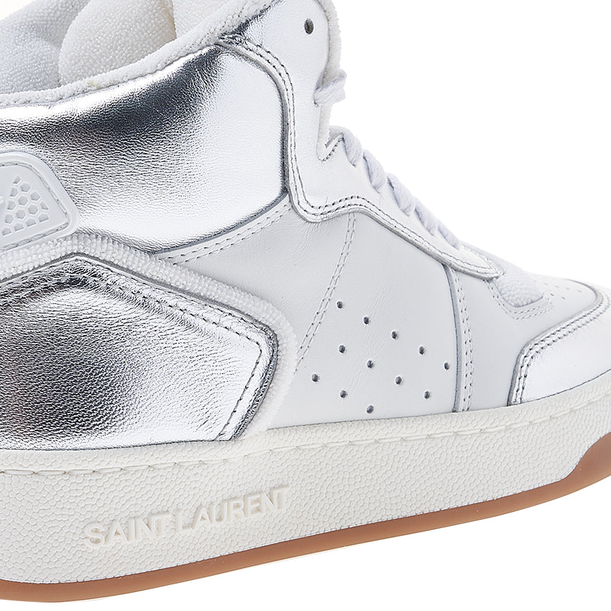 Saint Laurent Women's Grained Leather Mid-Top Sneakers 713655 AAAWS 1047 1