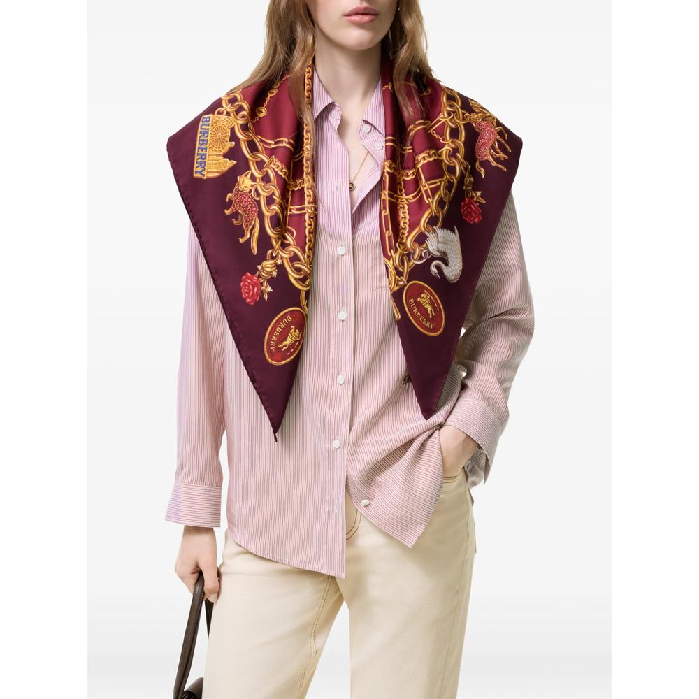 BURBERRY Beige Check Silk Scarf