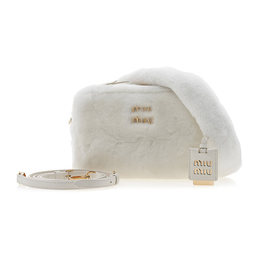 Miu Miu Logo Fluffy Shoulder Bag Black Women’s