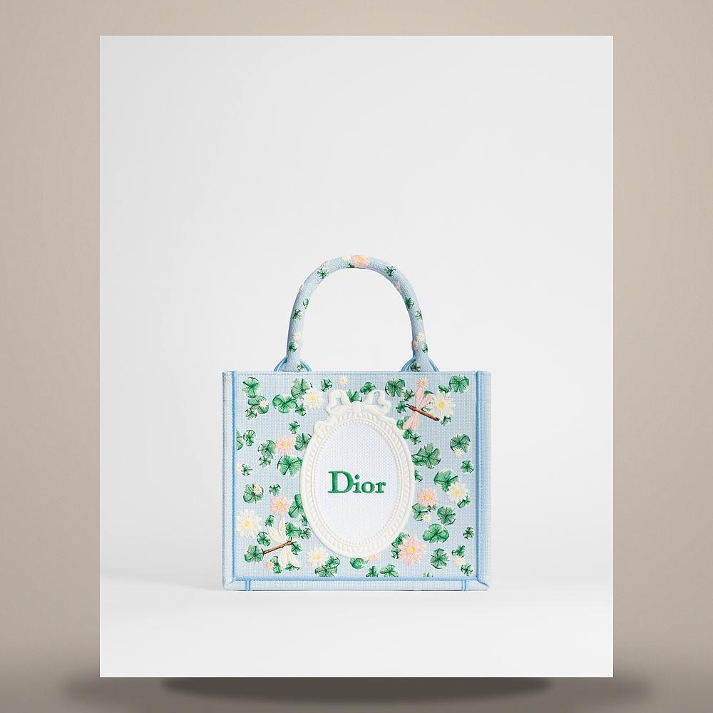 DIOR Multicolor Waterlily Embroidered Book Tote Shoulder Bag Smal M1404OEMJ M20E
