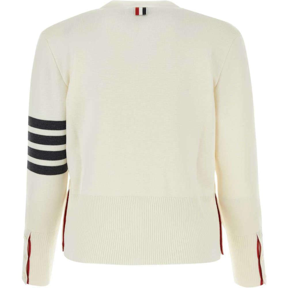 THOM BROWNE White Milano Stitch Armband Stripe Women’s Cardigan