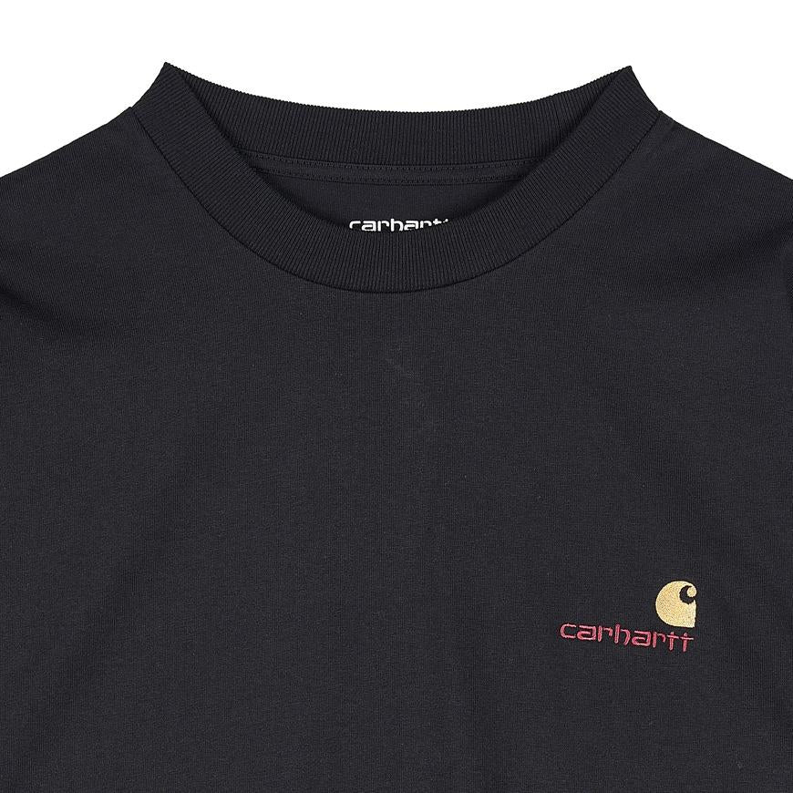 CARHARTT WIP American Script Long Sleeve T-Shirt Men Navy Cotton