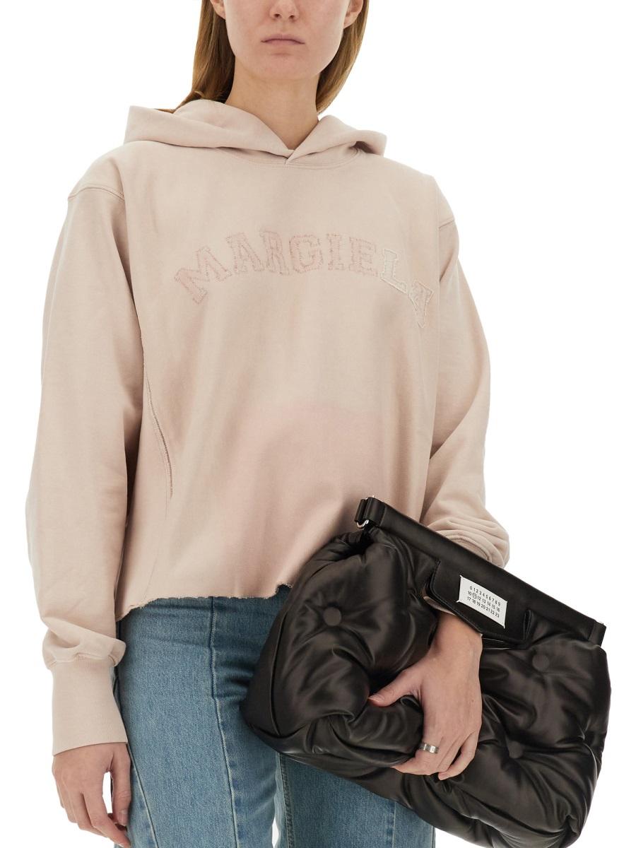 Maison Margiela Gray Cotton Logo Hoodie for Women