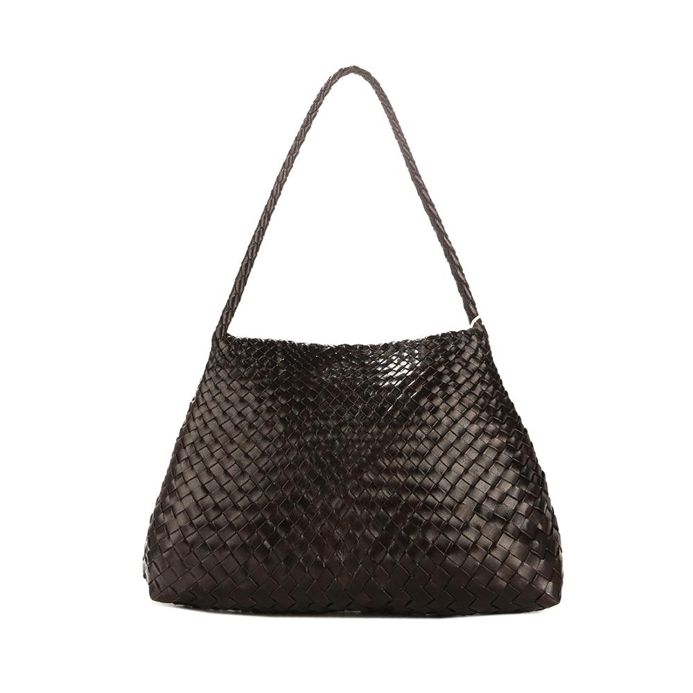 Dragon Diffusion Santa Maria Woven Leather Shoulder Bag Women’s 8700 DARK BROWN