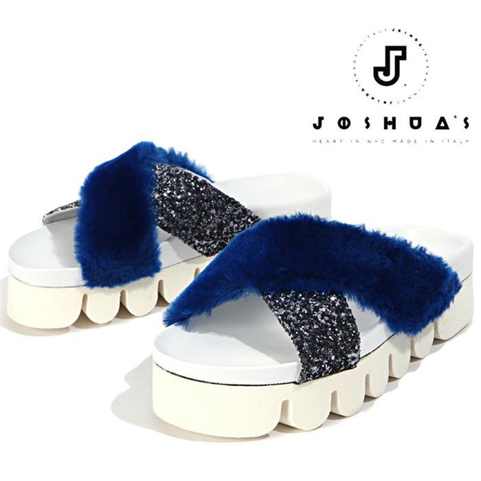 joshua sanders Blue Faux Fur Sandals