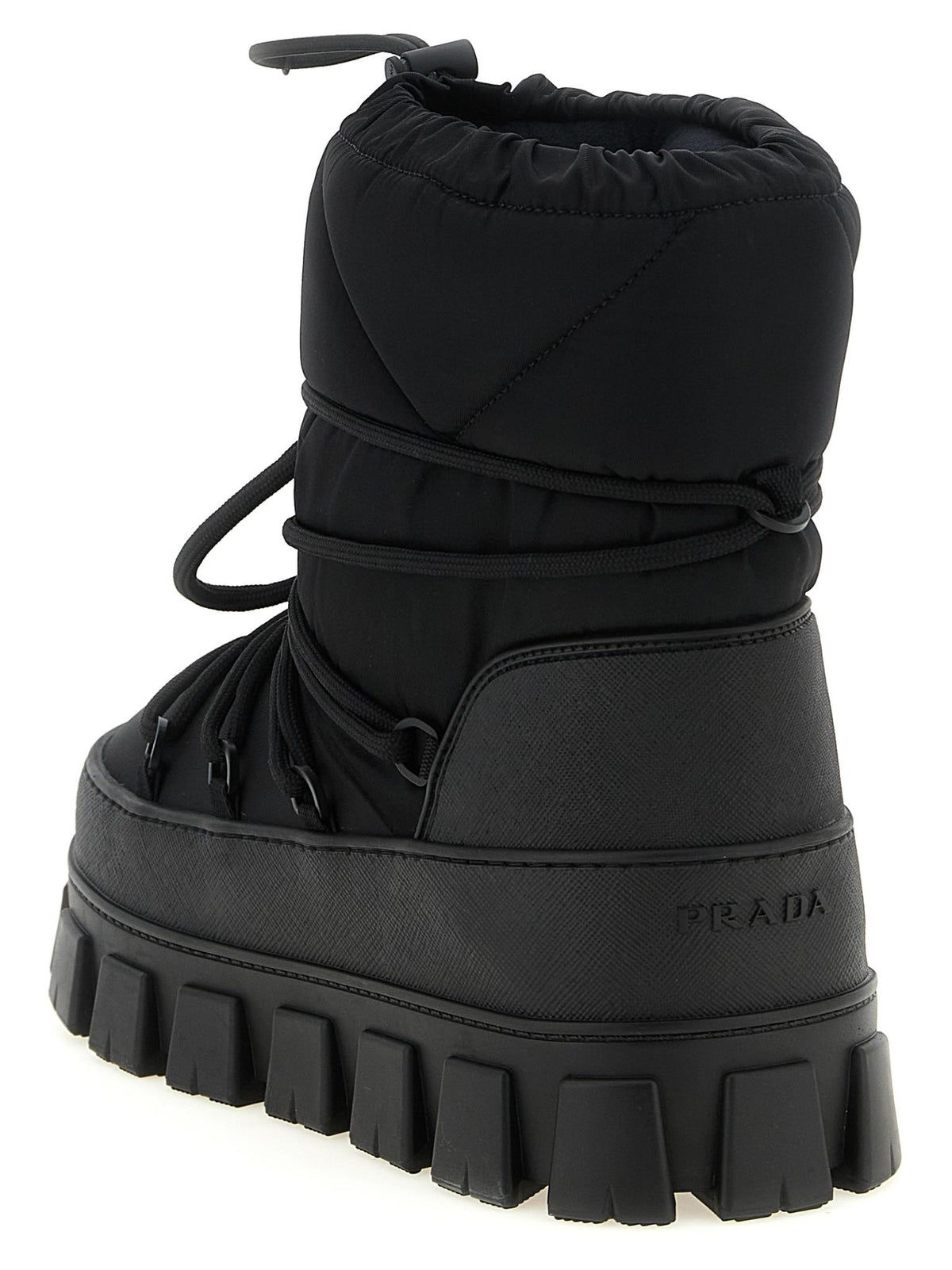 PRADA Black Leather Winter Boots