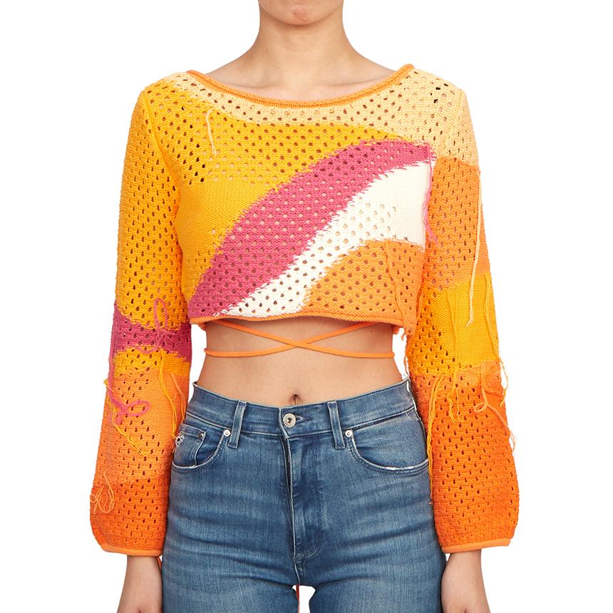 House of Sunny Women’s Cropped Knit Sweater Multi Color