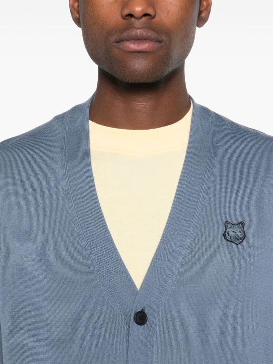 Maison Kitsune Bold Fox Head Patch V-Neck Card MM00509KT10360075 BRETON BLUE DOM
