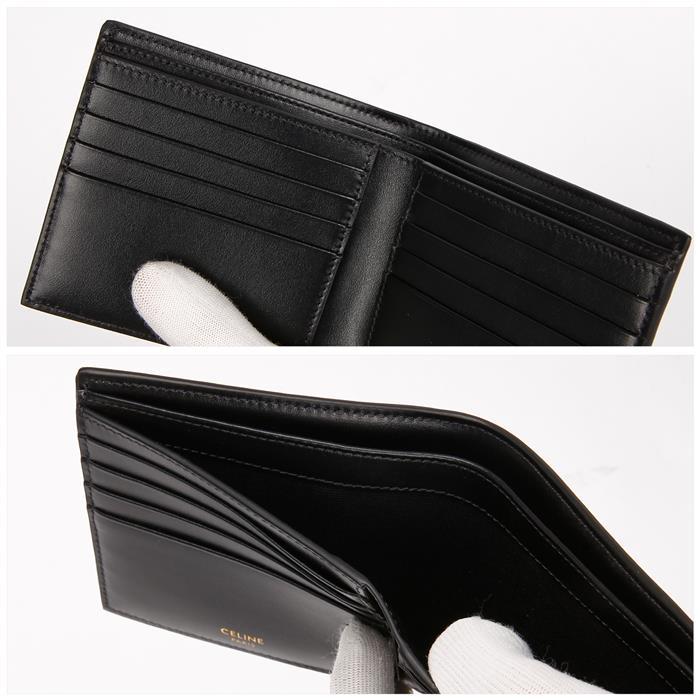 CELINE Triomphe Embossed Leather Black Bifold Wallet