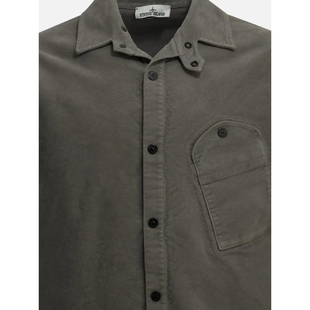 STONE ISLAND Cotton Moleskin Long Sleeve Men’s Shirt Navy