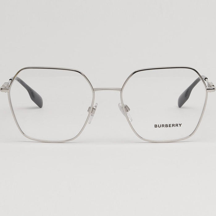 BURBERRY Silver Geometric Eyeglass Frames Unisex Fashion BE1381 1005