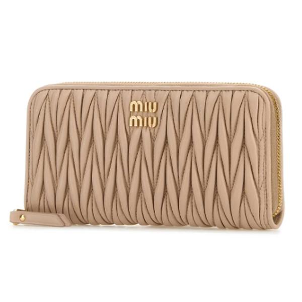 Miu Miu Matelassé Nappa Leather Long Wallet Women Baby Pink 5ML5062 FPP F0236