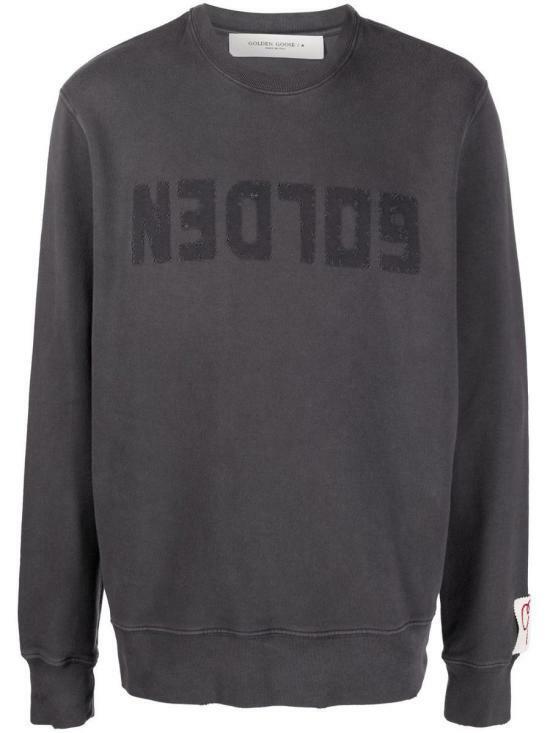 GOLDEN GOOSE Distressed Treatment Sweatshirt Men's Navy Cotton