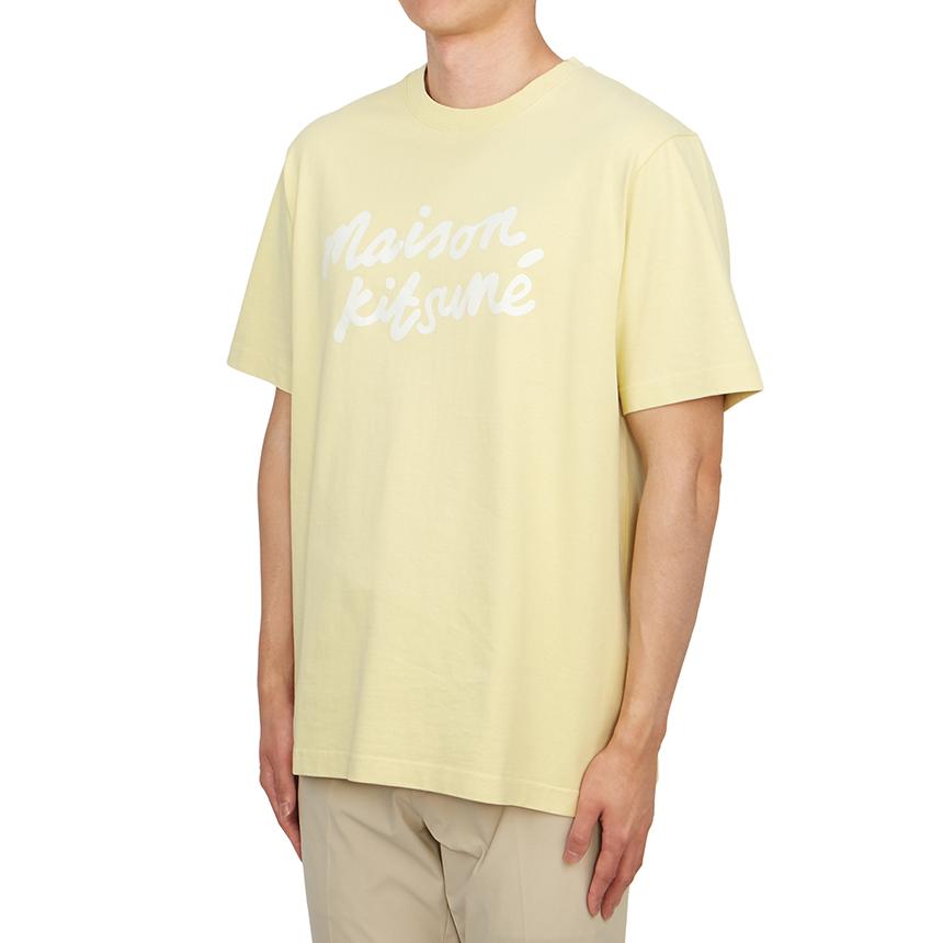 Maison Kitsune Handwriting Logo Men’s Short Sleeve T-Shirt Navy Cotton
