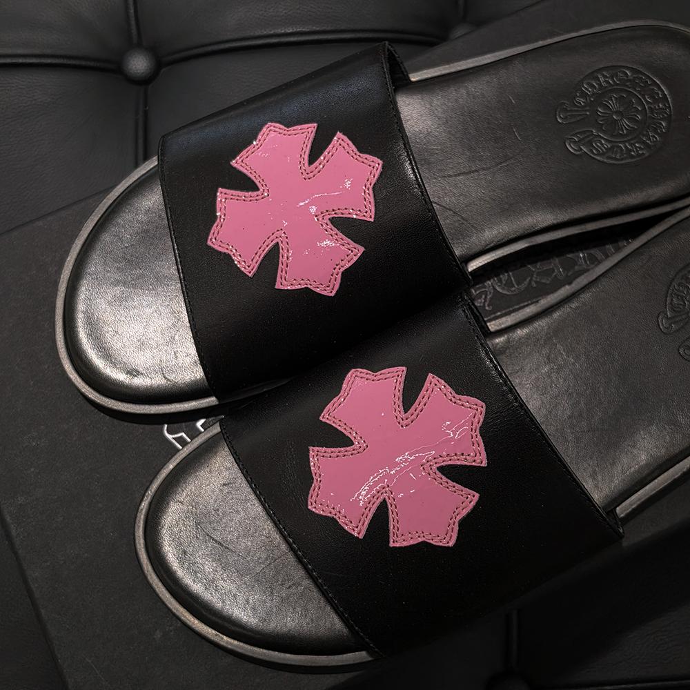Chrome Hearts Cross Patch Slippers Black Pink Men’s