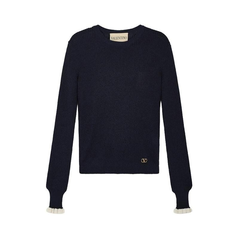 VALENTINO Net Knit Round Neck Sweater for Women