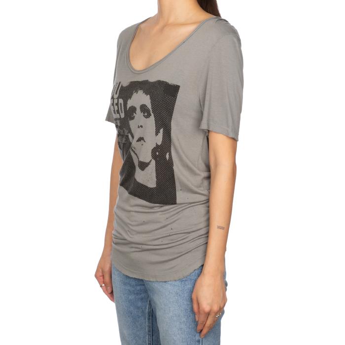 Neil Barrett Women Face Print U-Neck Short Sleeve T-Shirt