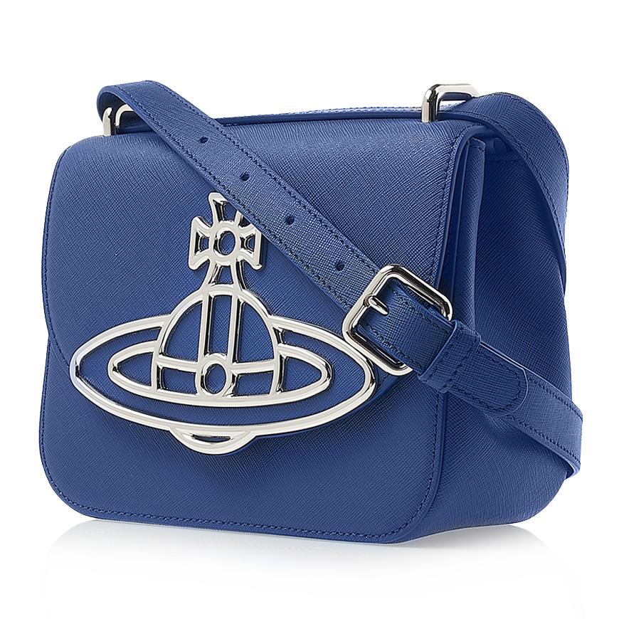 Vivienne Westwood Saffiano Linda Crossbody Bag Navy Leather