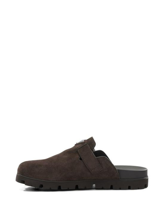 PRADA Dark Brown Suede Mule Sandals