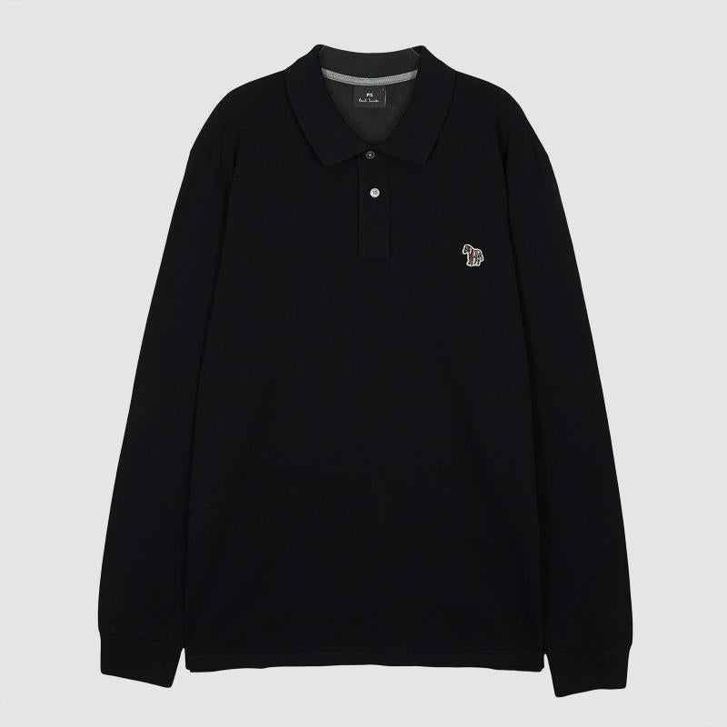 Paul Smith Zebra Logo Long Sleeve Polo Shirt Black M2R 115L KZEBRA 79