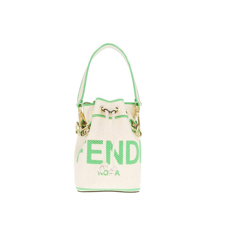 FENDI Mon Tresor Logo Mini Bucket Bag Natural Green Crossbody