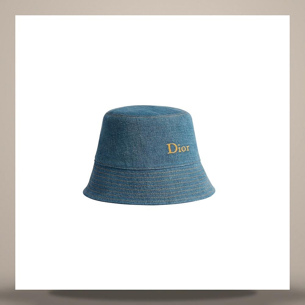 DIOR Blue Cotton Linen Denim Narrow Brim Bucket Hat CPB06238EDEN C500