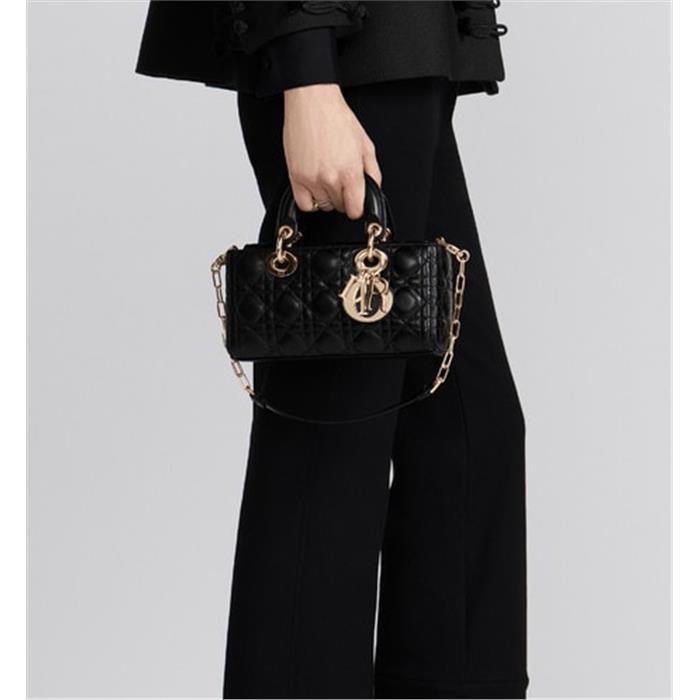DIOR Lady D-Joy Small Shoulder Bag Black Leather