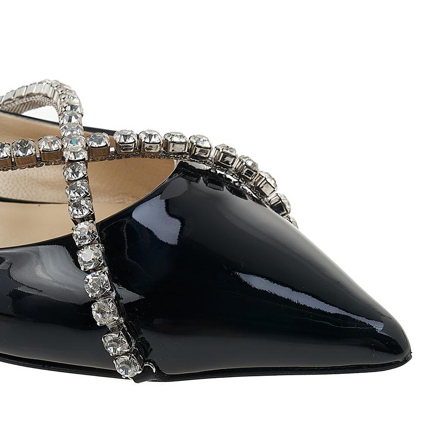 Jimmy Choo Genevi Flat Shoes for Women GENEVI FLAT BOB BLACK CRYSTAL