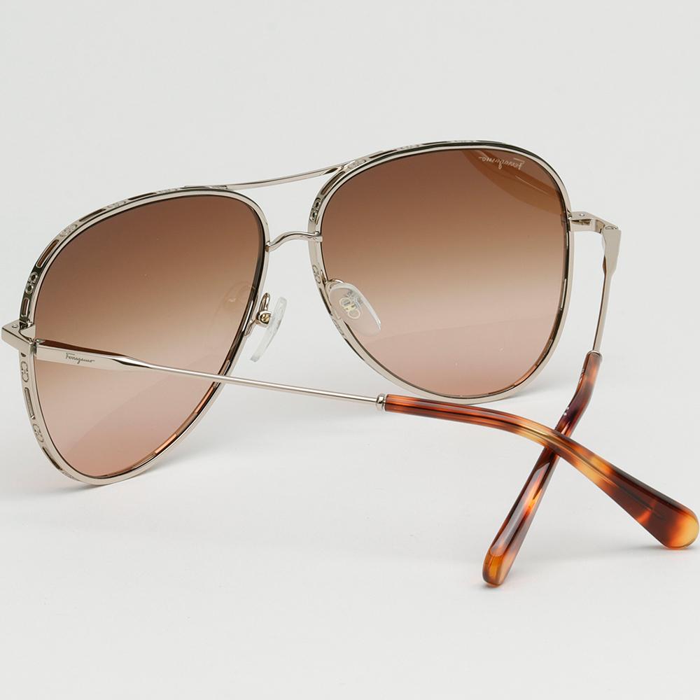 Ferragamo Metal Aviator Double Bridge Oversize Sunglasses