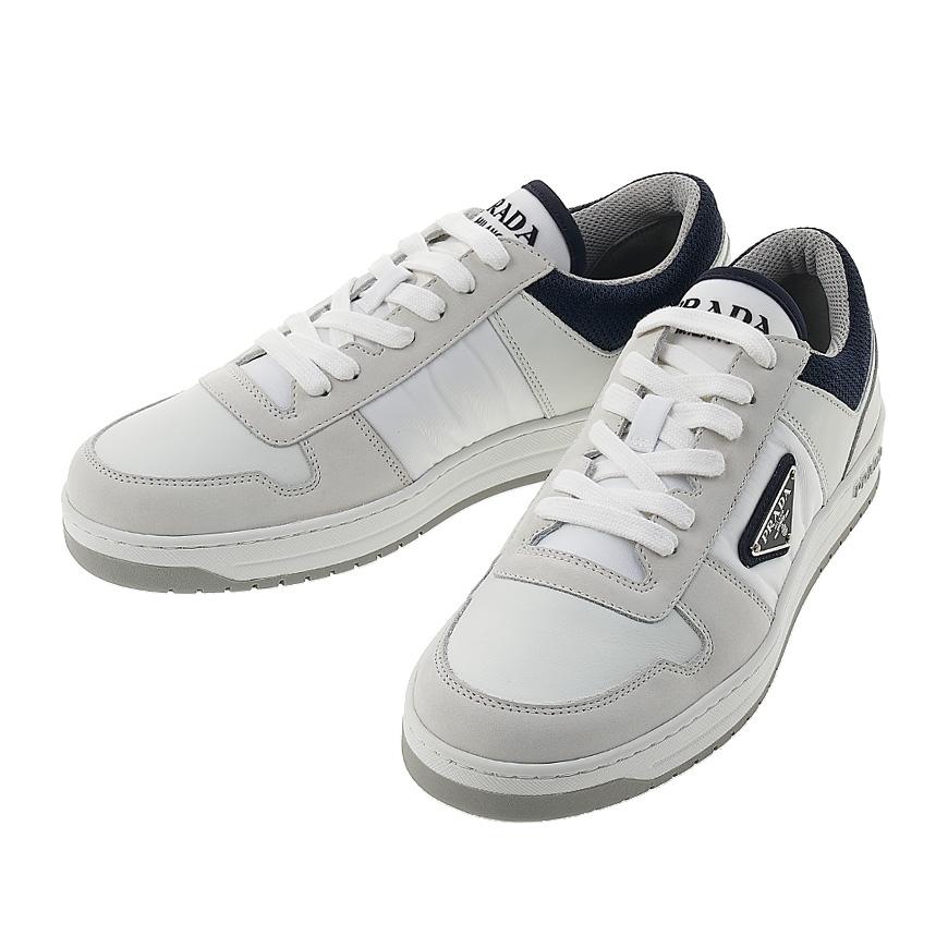 PRADA Men’s Downtown Low-Top Sneakers White Leather
