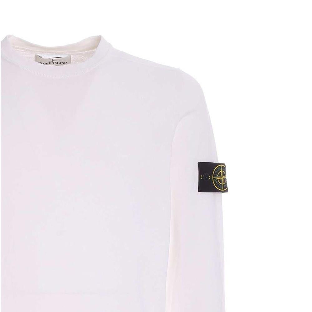 STONE ISLAND White Anniversary Patch Round Neck Knit Sweater