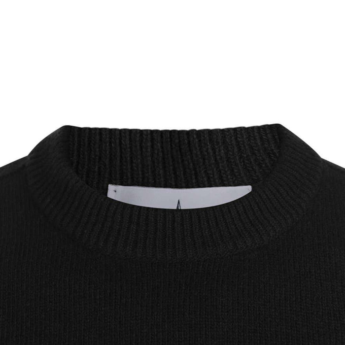 STONE ISLAND Black Woven Patch Round Neck Knit Sweater Unisex