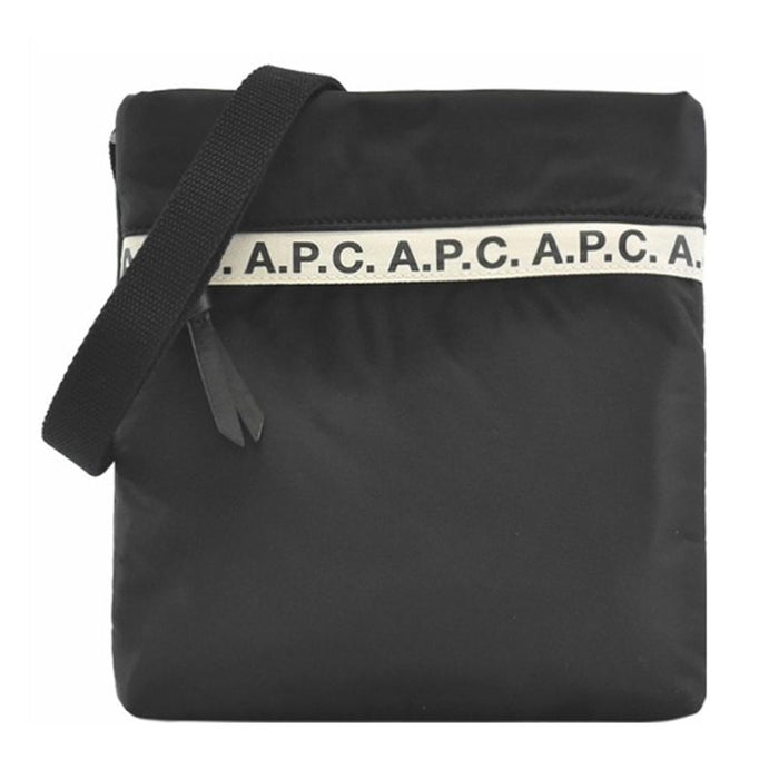A.P.C. Logo Stripe Sacoche Crossbody Bag Black Nylon