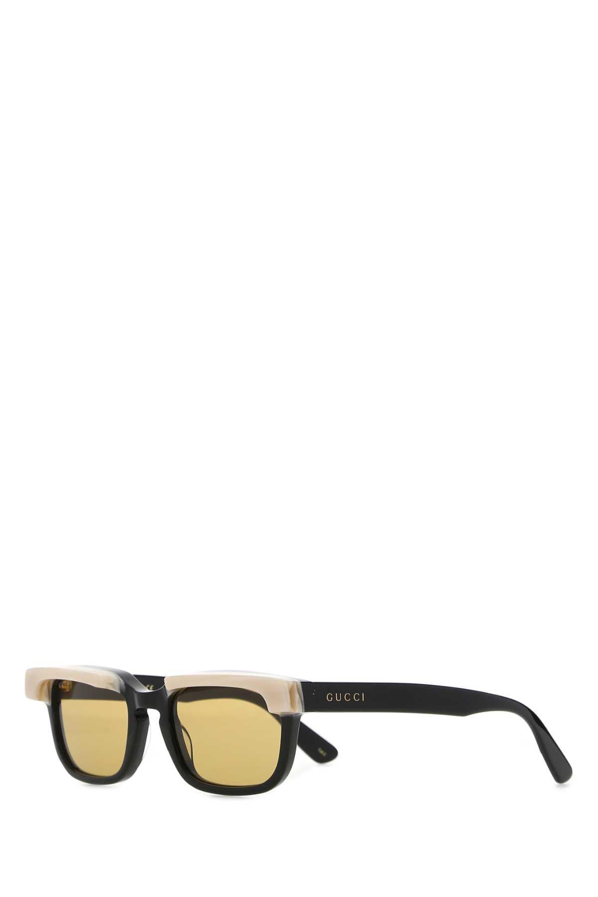 GUCCI Black Rectangular Acetate Sunglasses for Men