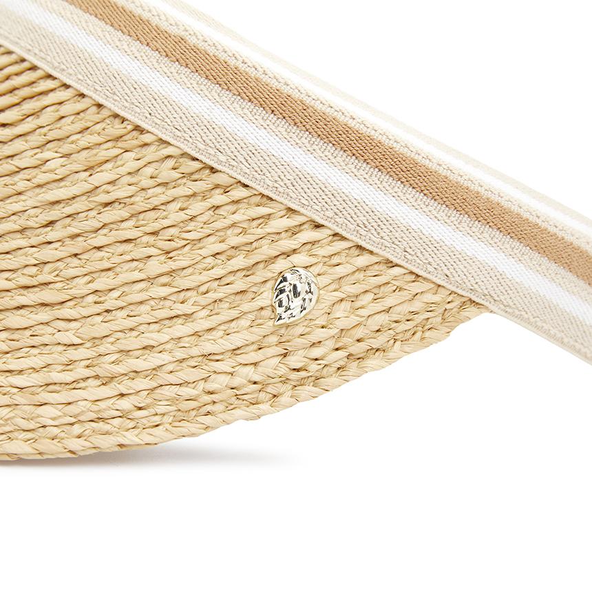 HELEN KAMINSKI Women's Raffia Striped Sun Visor HAT50265 NATURAL NOUGAT STRIPE