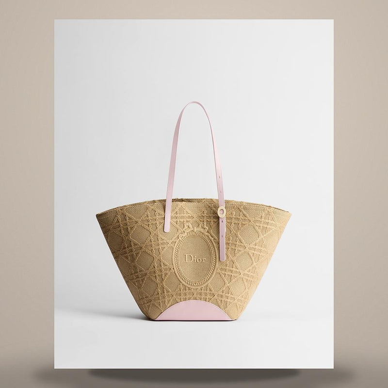 DIOR Riviera Blooming Bag Medium Rattan-Effect Cannage Fabric Cro M1388OEJP M19I