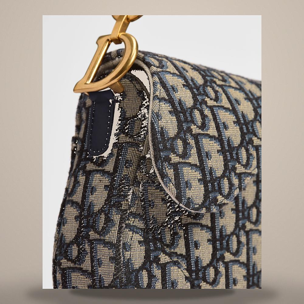 DIOR Blue Oblique Jacquard Saddle Strap Bag Small Shoulder Bag M0457CTZQ M928