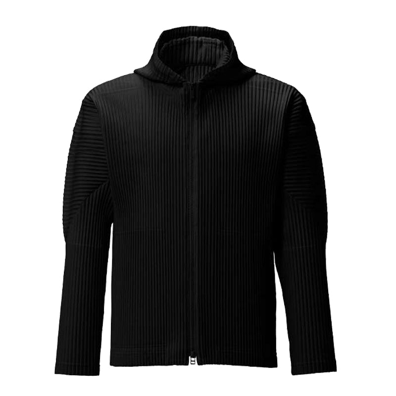 Issey Miyake Homme Plissé Black Hooded Zip-Up Jacket JL116