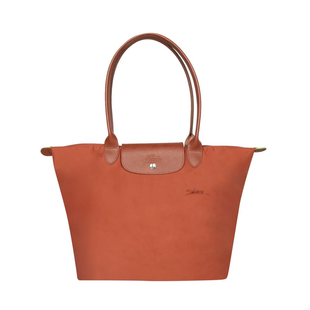 Longchamp Le Pliage Green L Shoulder Bag Chestnut Canvas