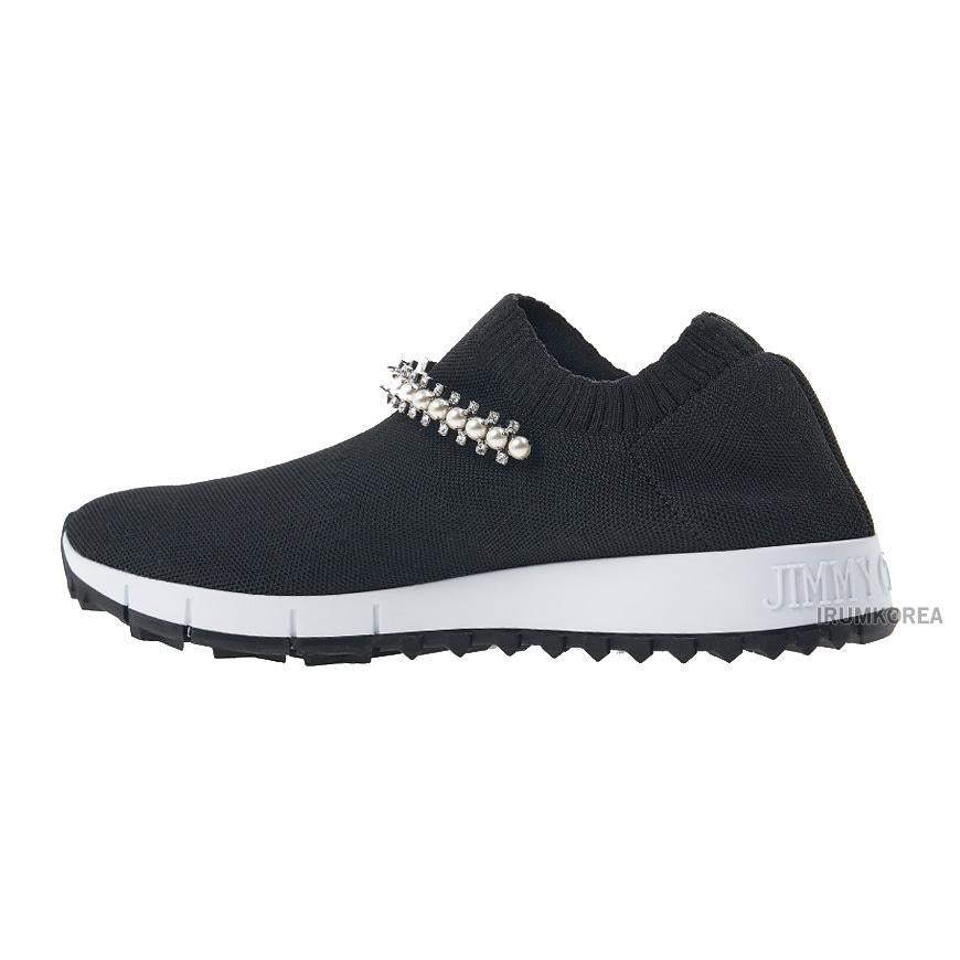 Jimmy Choo Women’s Knit Slip-On Low-Top Sneakers Black White