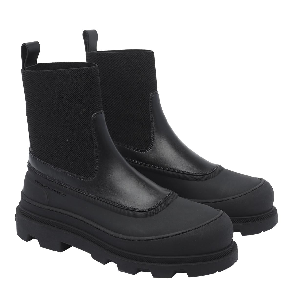 Moncler Black Leather Ankle Boots Women’s