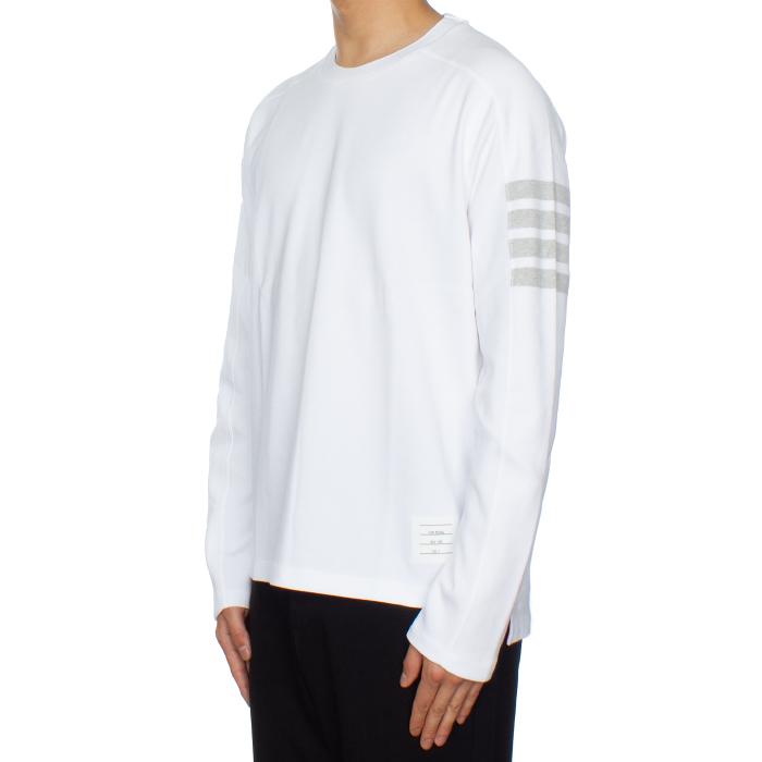 THOM BROWNE Milano Cotton Diagonal Stripe Long Sleeve T-Shirt