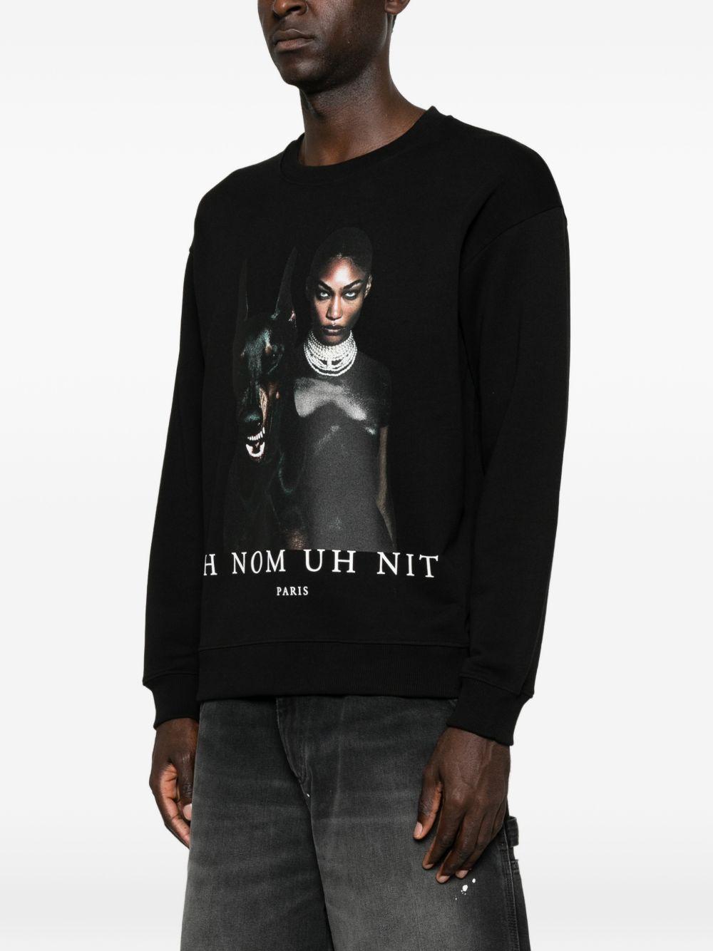 IH NOM UH NIT Black Round Neck Knit Sweater for Men
