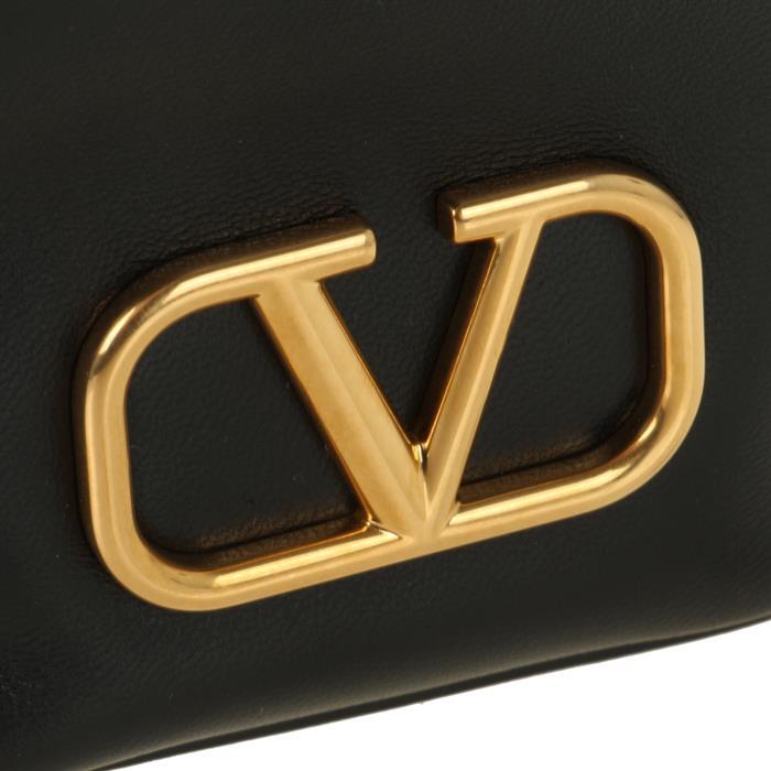 VALENTINO V Logo Mini Bucket Bag Black Leather Shoulder Bag