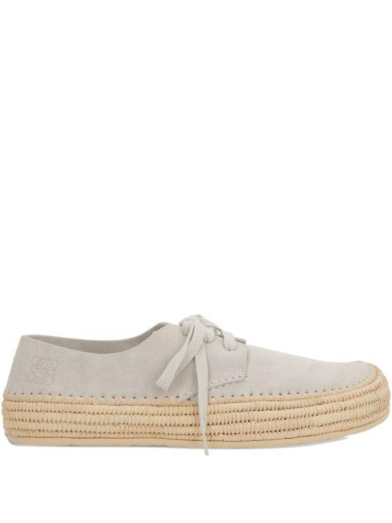 LOEWE Rio Lace-Up Sneakers in Suede and Raffia Black