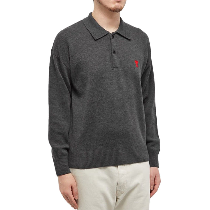 AMI Merino Wool Long Sleeve Polo Knit Unisex