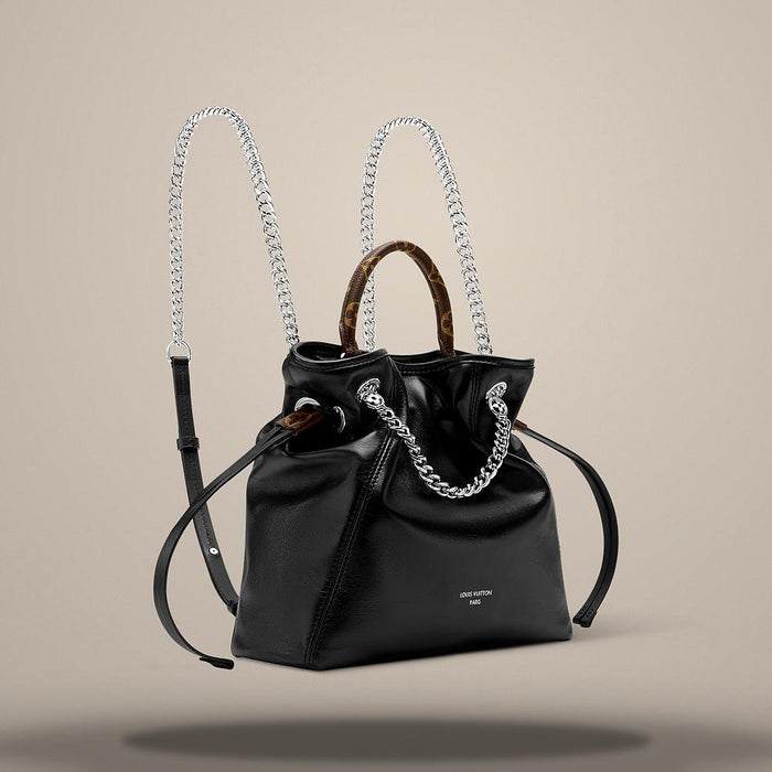 Louis Vuitton Off Duty Vibe Black Leather Backpack Shoulder Bag M25522