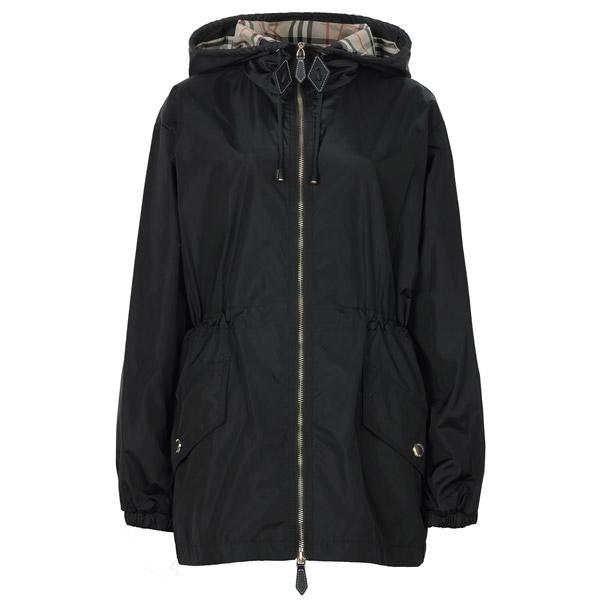 BURBERRY Black Hooded Windbreaker Zip-Up Jacket 8113522