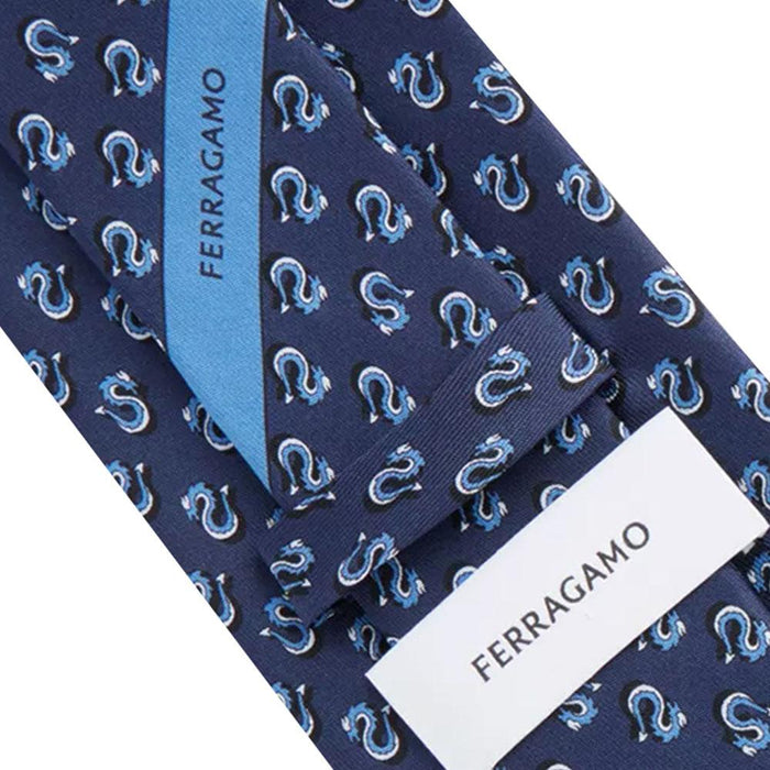 Ferragamo Men's Allover Graphic Print Silk Tie Navy